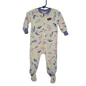Nike Girls Infant Sleepwear, Nike Check Logo Fleece Sleeper, Sz 9 mos